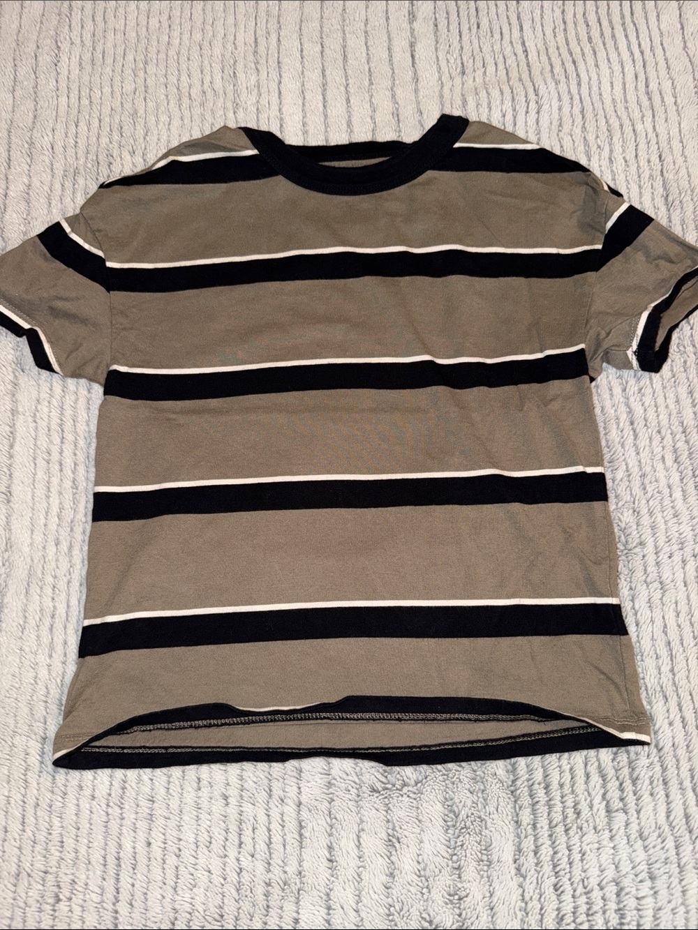 Cat & Jack Tan, Black and Cream Striped Short Sleeve Tee